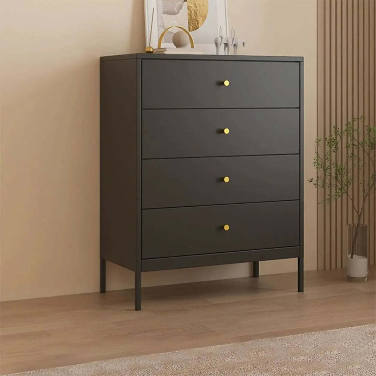 Minimalist White Steel Vertical Drawer Dresser — White / 4