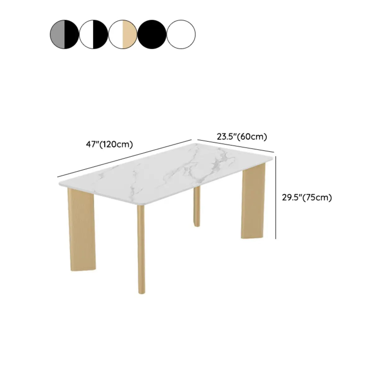Minimalist White Stone Rectangular Computer Desk