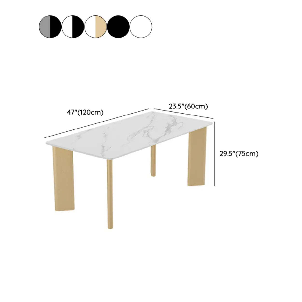 Minimalist White Stone Rectangular Computer Desk