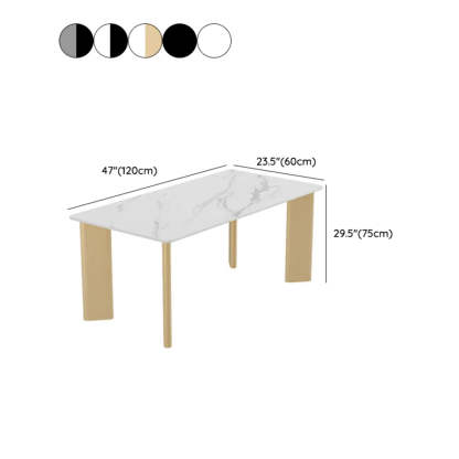 Minimalist White Stone Rectangular Computer Desk