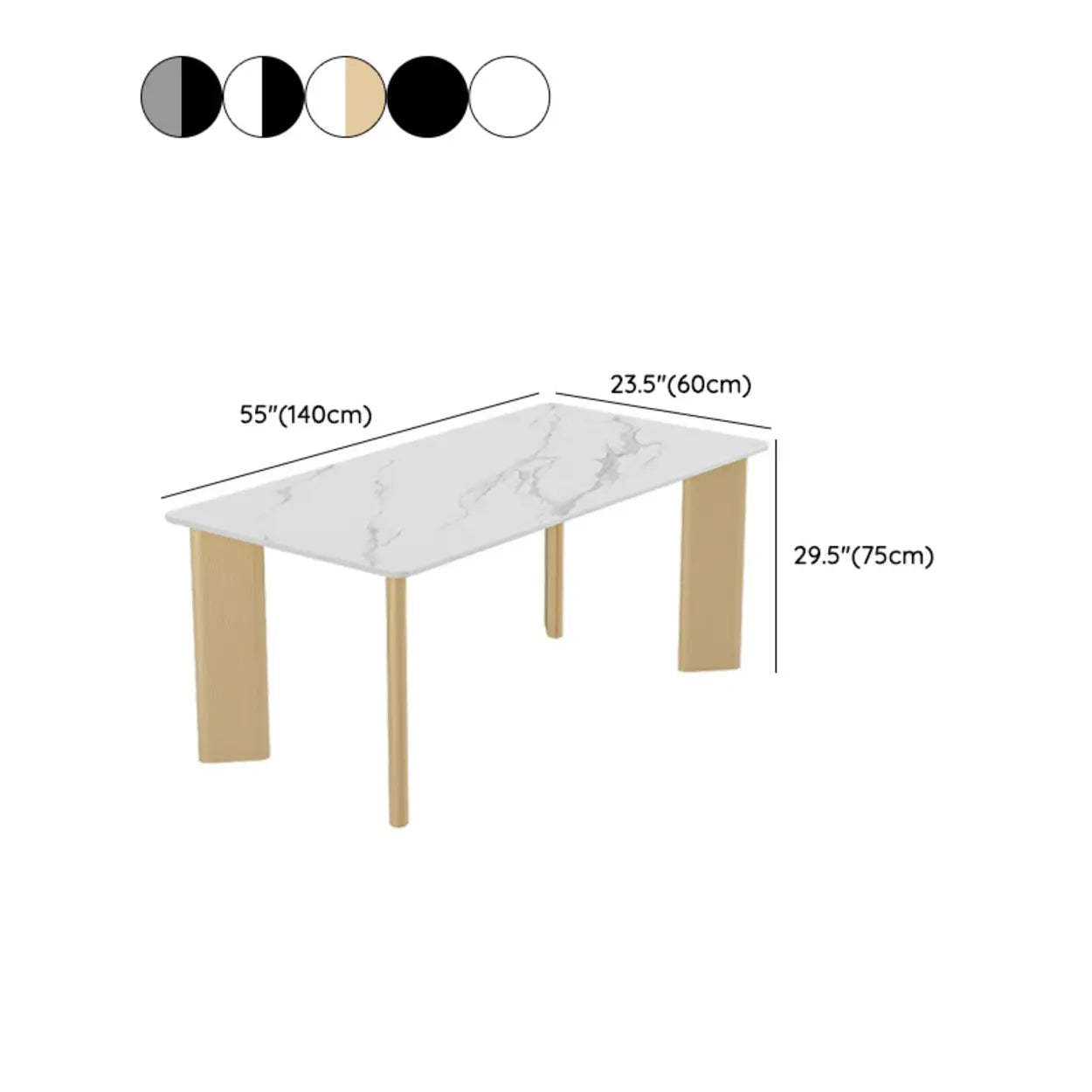 Minimalist White Stone Rectangular Computer Desk