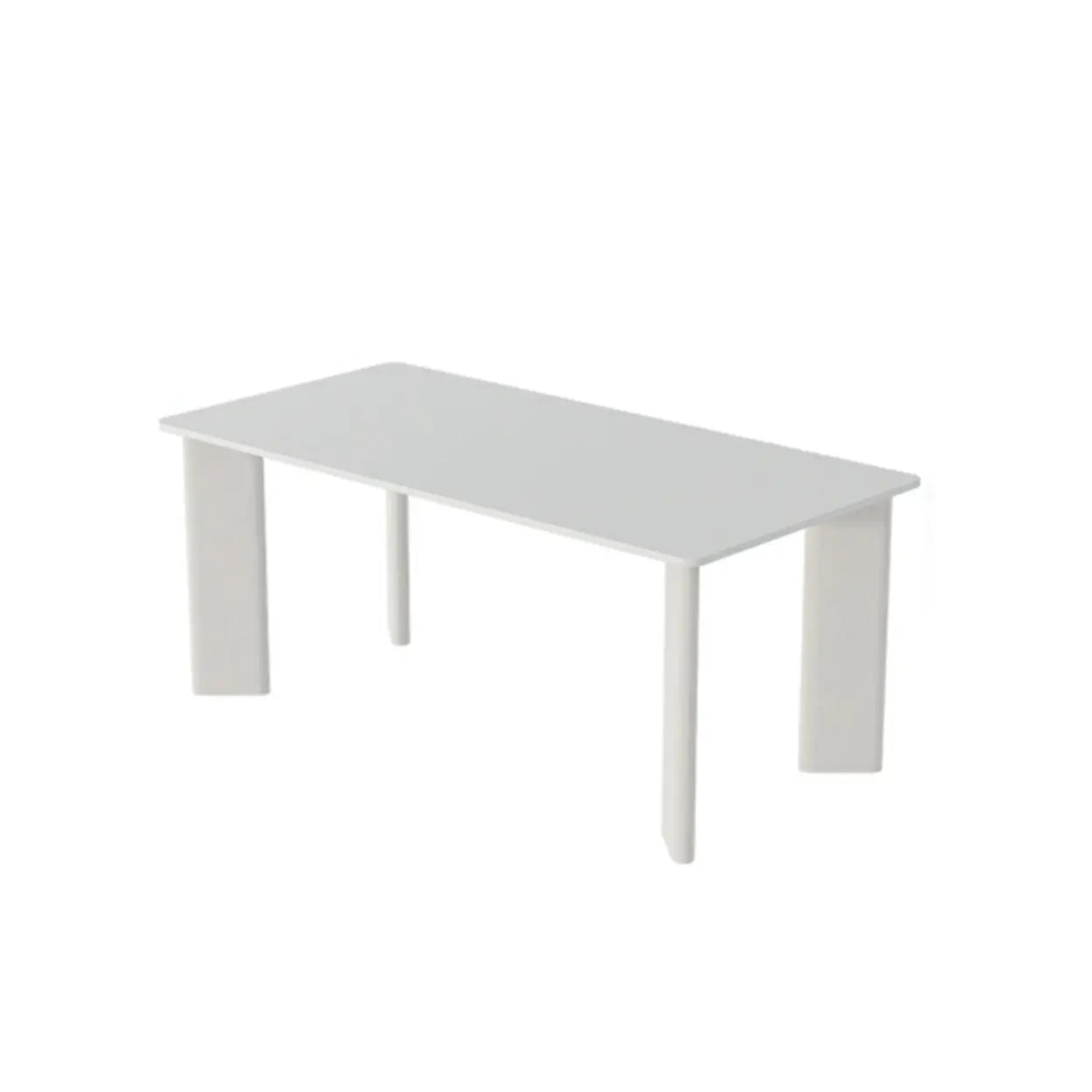 Minimalist White Stone Rectangular Computer Desk — White-Black / Without Chairs