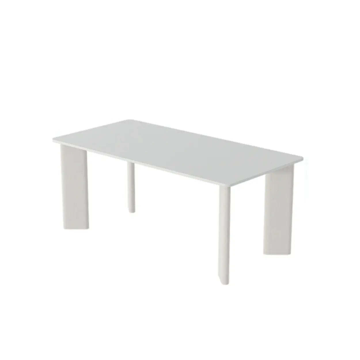 Minimalist White Stone Rectangular Computer Desk — White-Black / Without Chairs