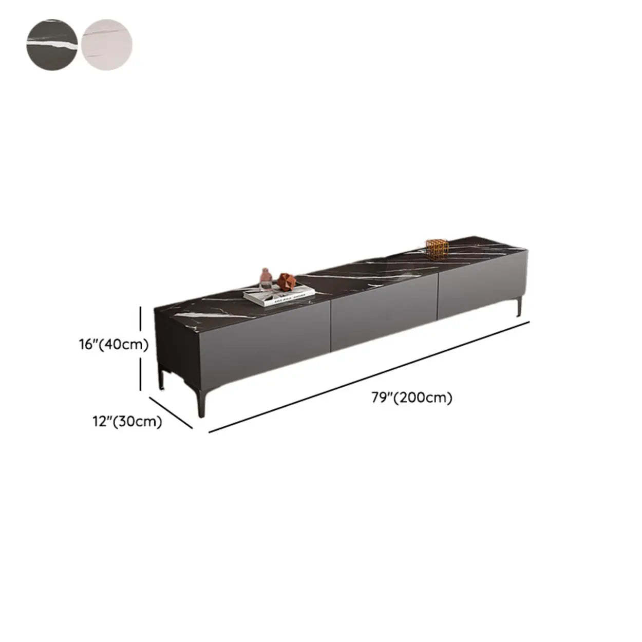 White Wood Rectangular TV Stand — Grey/White
