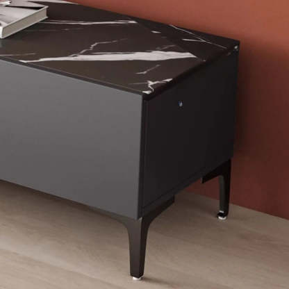 White Wood Rectangular TV Stand — Grey/Black