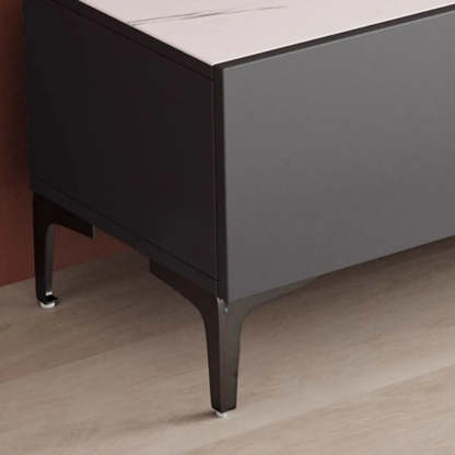 White Wood Rectangular TV Stand — Grey/Black