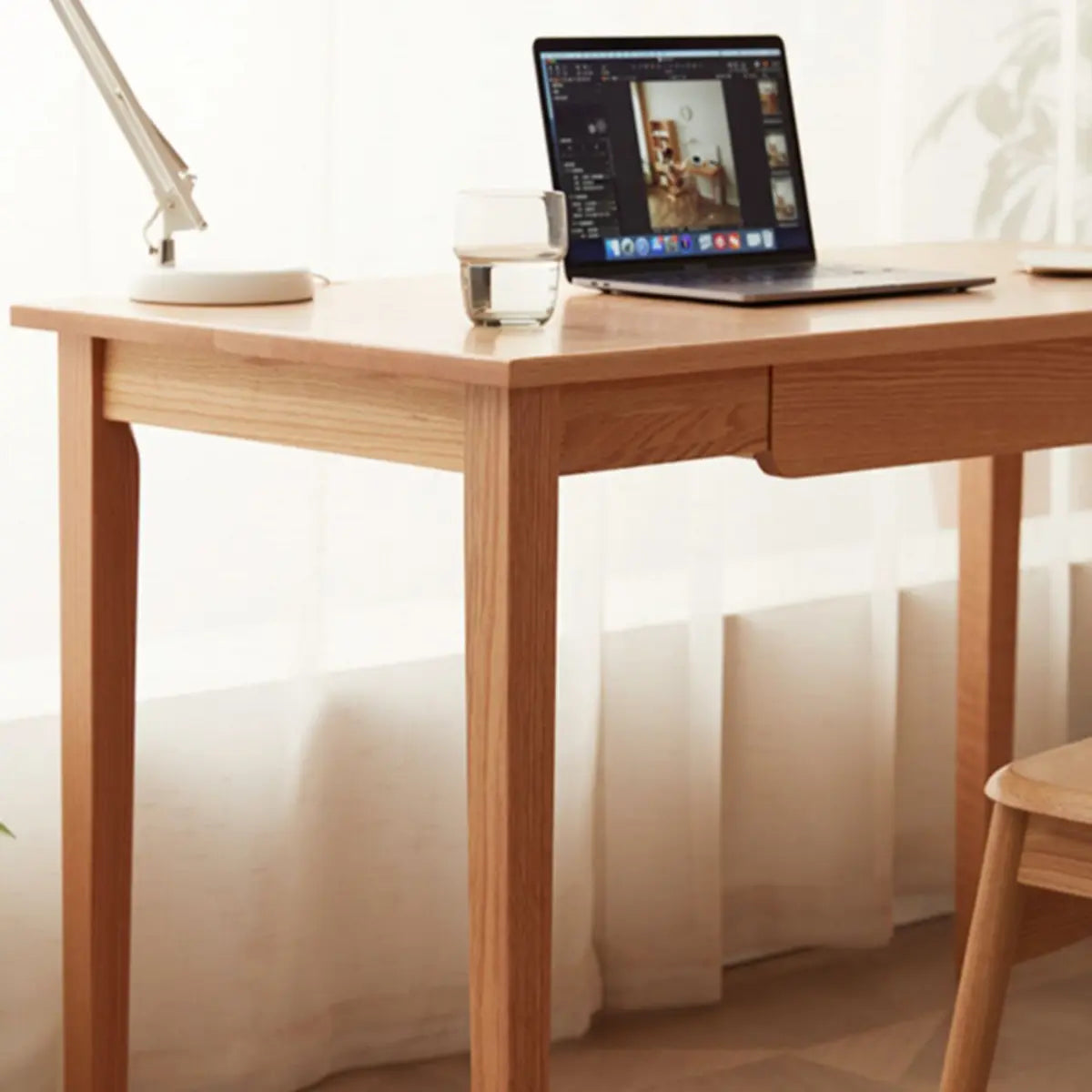 Minimalist Oak Wood Drawer Writing Desk