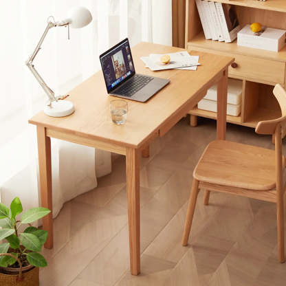 Minimalist Oak Wood Drawer Writing Desk — Without Chairs