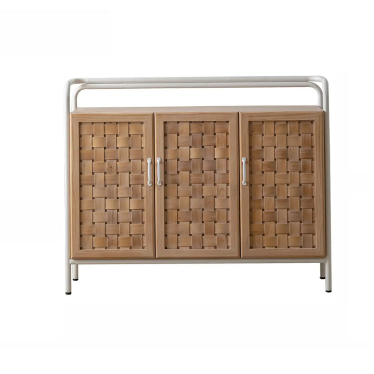 Minimalist Woven Wood Natural Buffet with Shelves