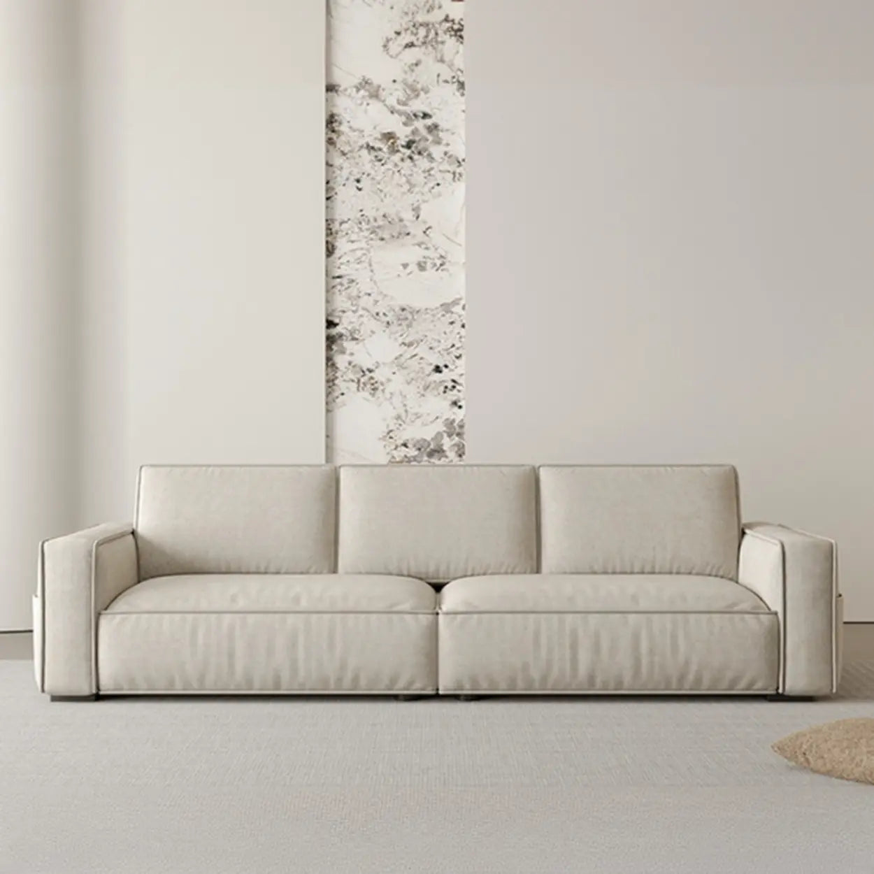 Minimalist Foldable Beige Sleeper Sofa with Storage