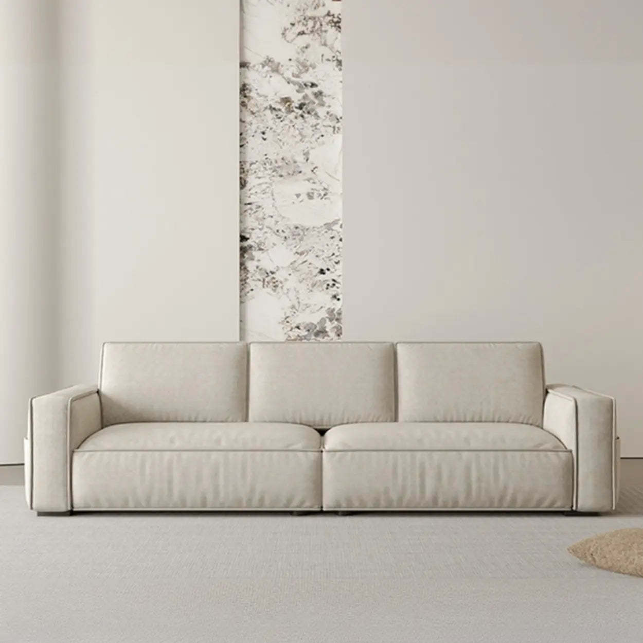 Minimalist Foldable Beige Sleeper Sofa with Storage
