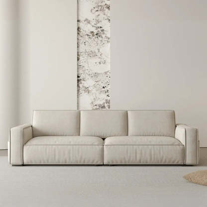 Minimalist Foldable Beige Sleeper Sofa with Storage
