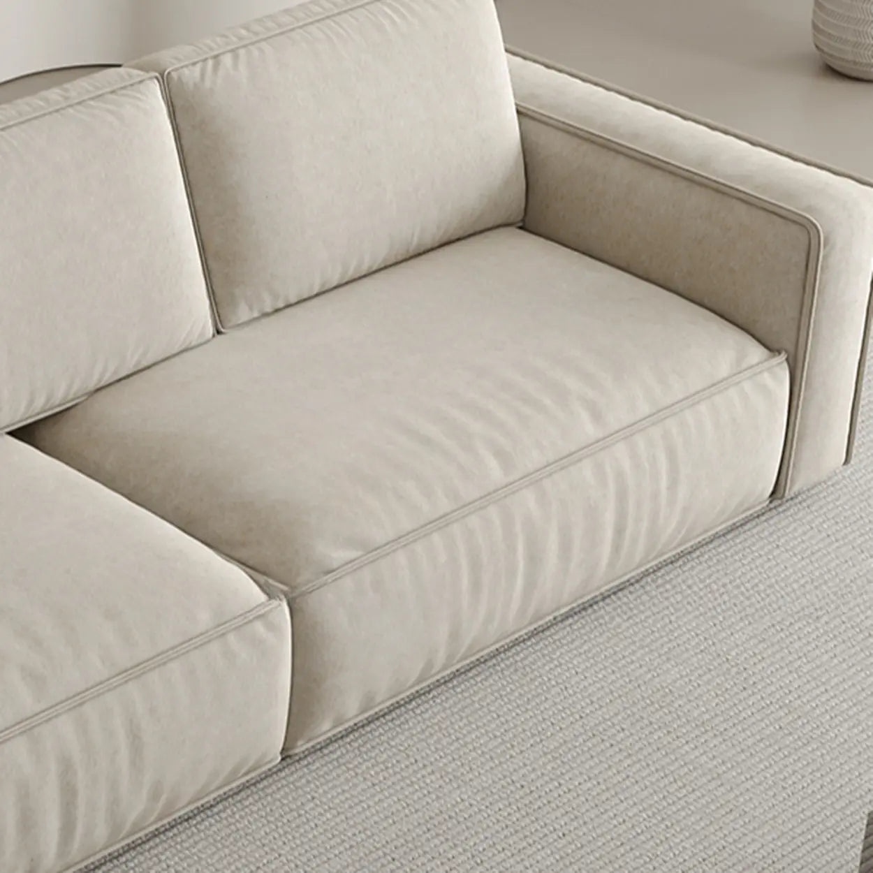Minimalist Foldable Beige Sleeper Sofa with Storage