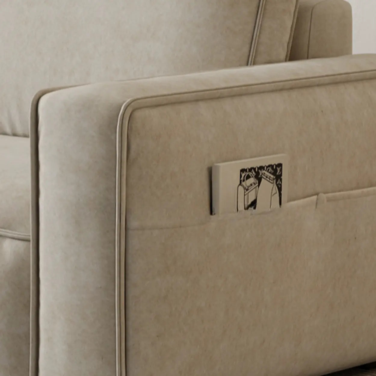 Minimalist Foldable Beige Sleeper Sofa with Storage