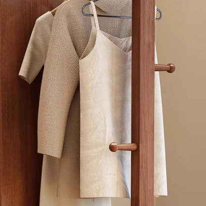 Mirror Brown Wood Coat Rack with Shelves and Hooks — Natural
