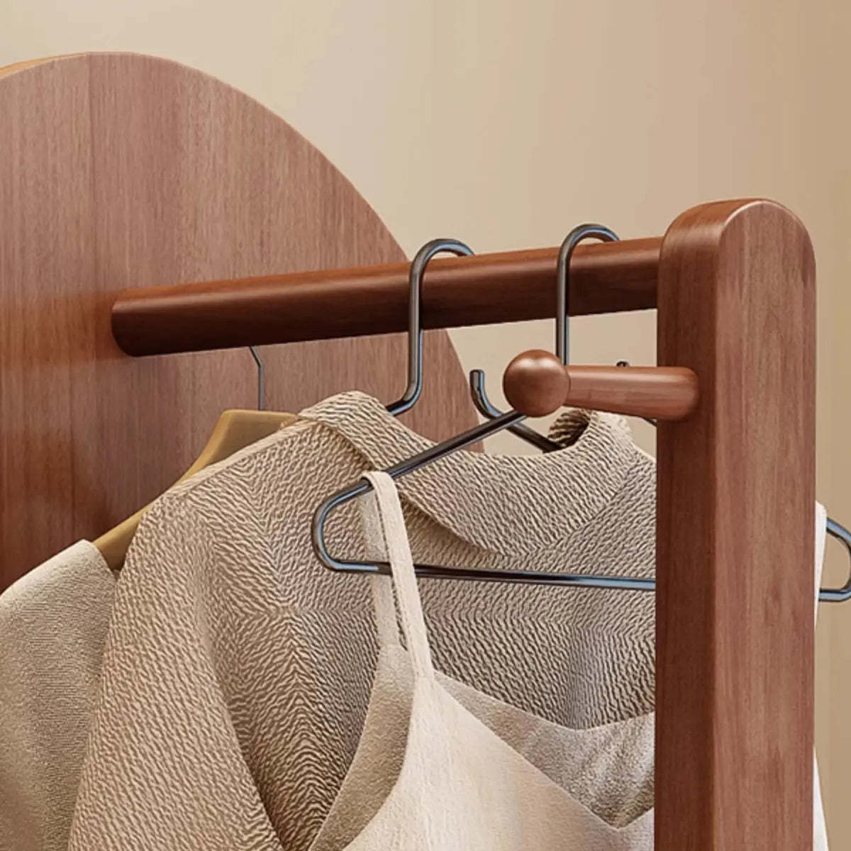 Mirror Brown Wood Coat Rack with Shelves and Hooks — White