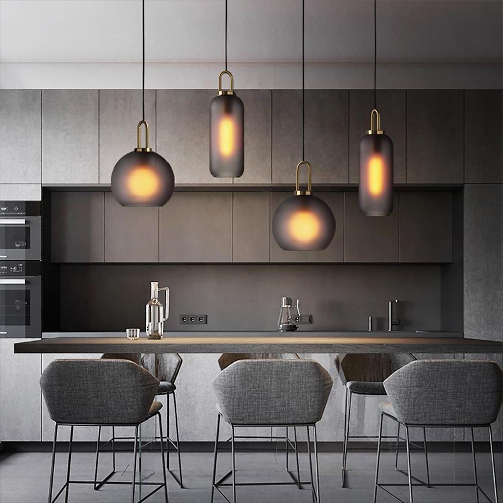 Semi Globe Glass Electroplated Metal LED Industrial Style Pendant Lighting-Lighom