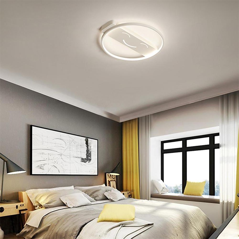 Circle Shaped Flush Mount Ceiling Light Face Metal Light 1 Light-Lighom