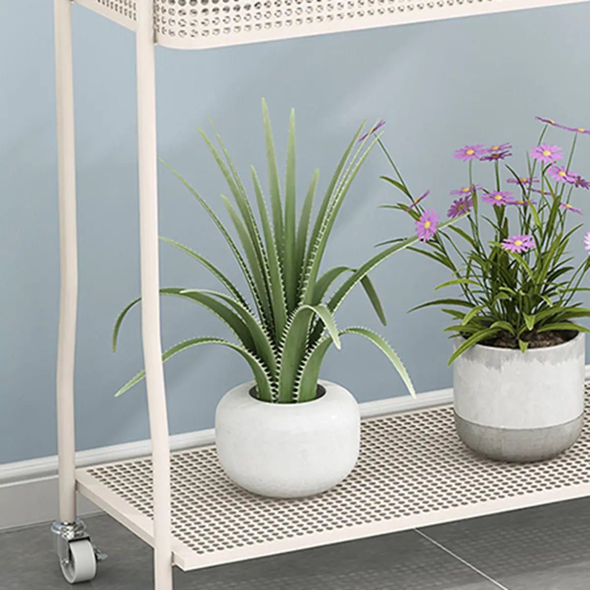 Modern 2-Tier Mesh Metal Sliding Plant Stand