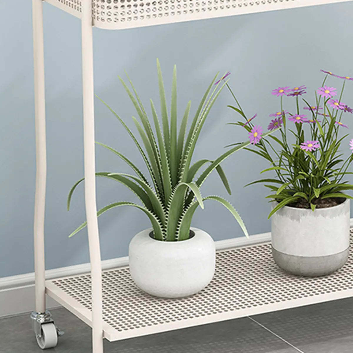 Modern 2-Tier Mesh Metal Sliding Plant Stand