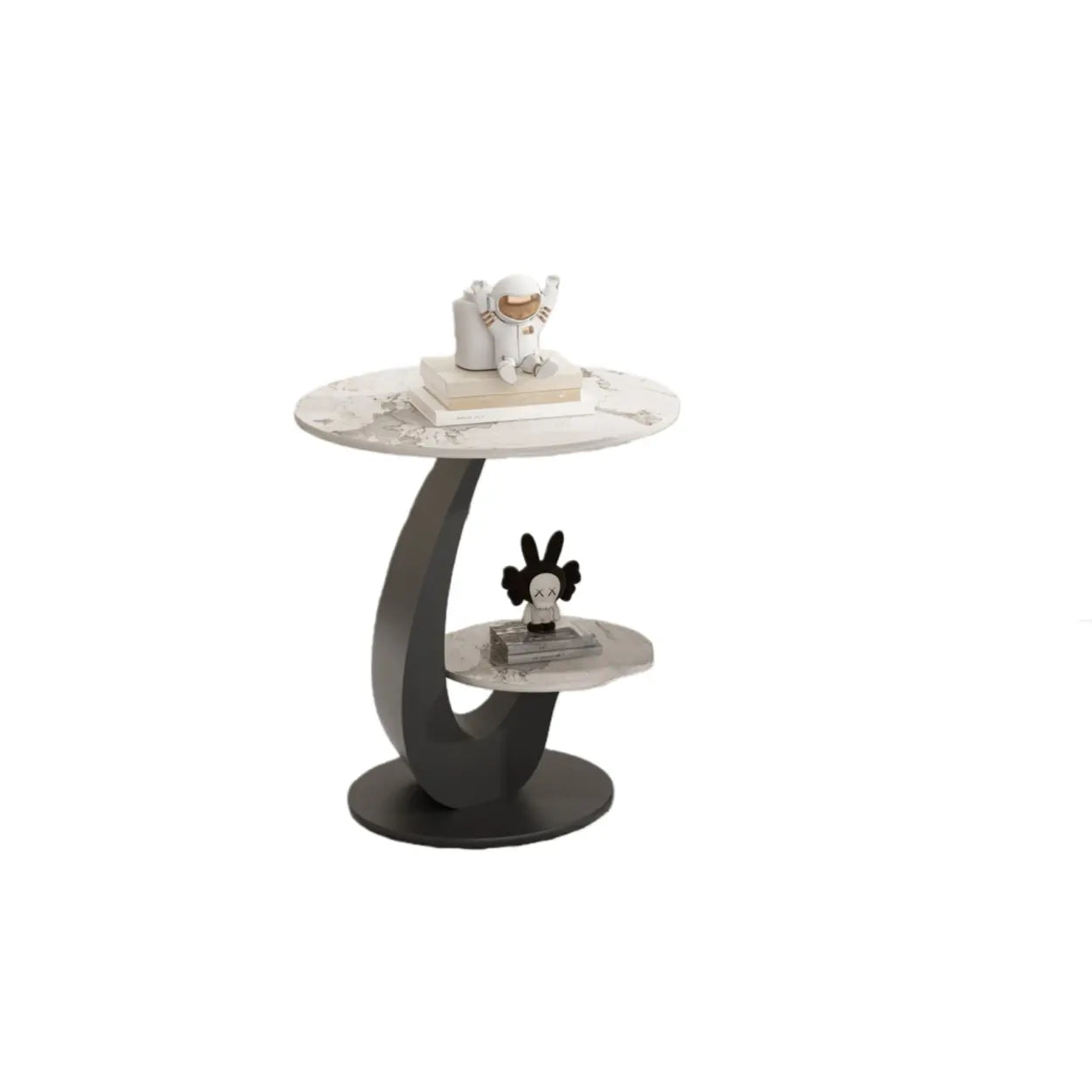 Modern 2-Tier Round Sintered Stone Side Table