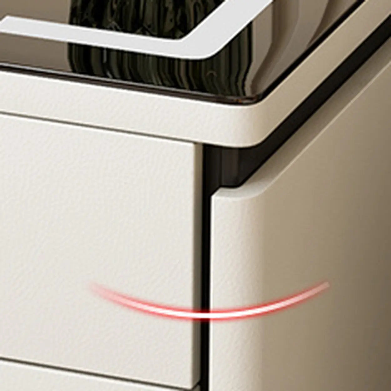 Modern 3-Drawer White Leather Nightstand with Lighting — White