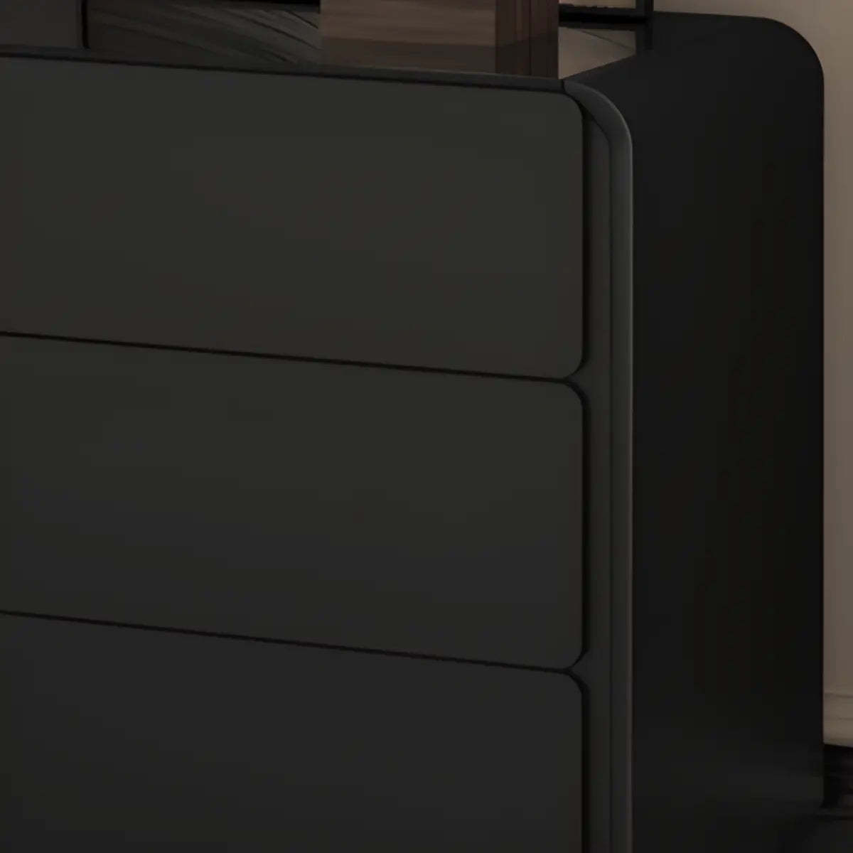 Modern Abstract Black Wood LED Mirror Vanity