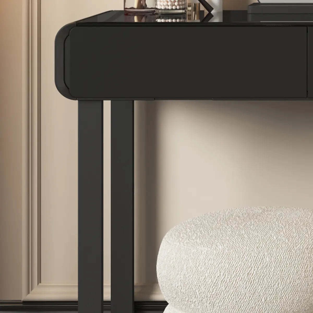 Modern Abstract Black Wood LED Mirror Vanity