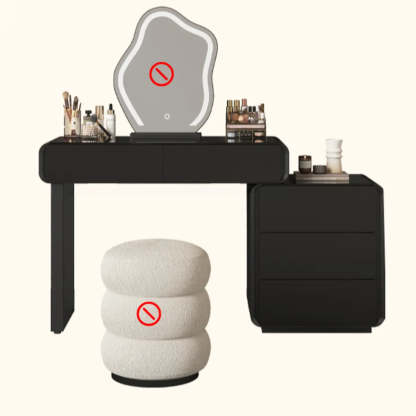 Modern Abstract Black Wood LED Mirror Vanity