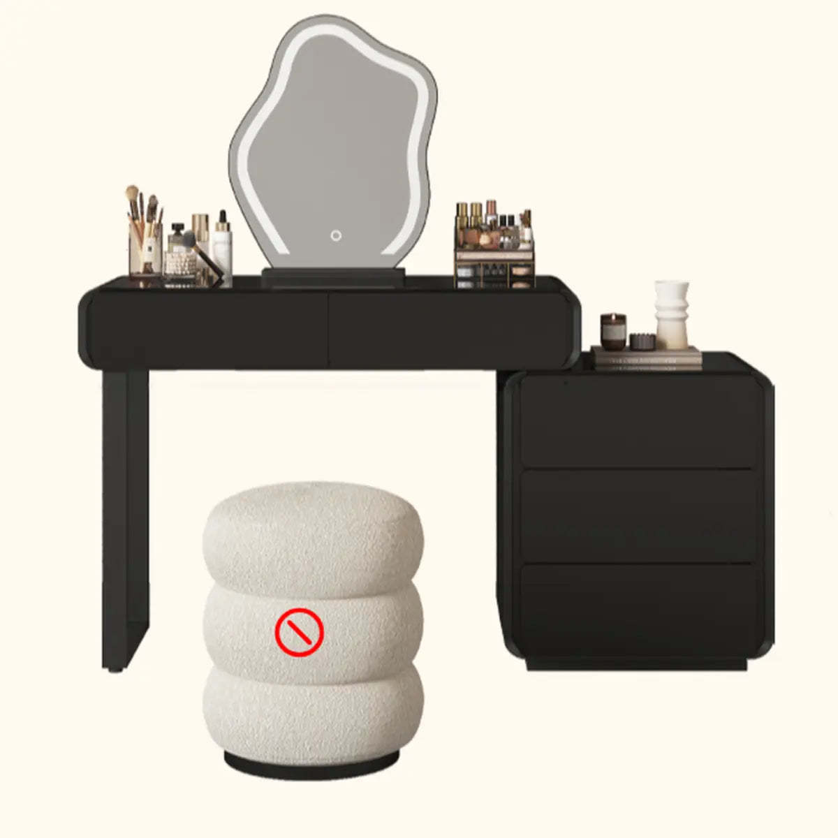 Modern vanity mirror black wood makeup vanities — Makeup Vanity (31") & Dresser (39") & Mirror