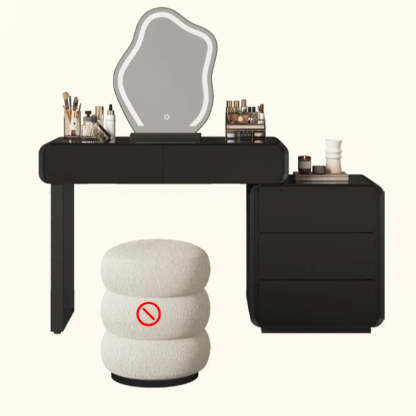 Modern Abstract Black Wood LED Mirror Vanity