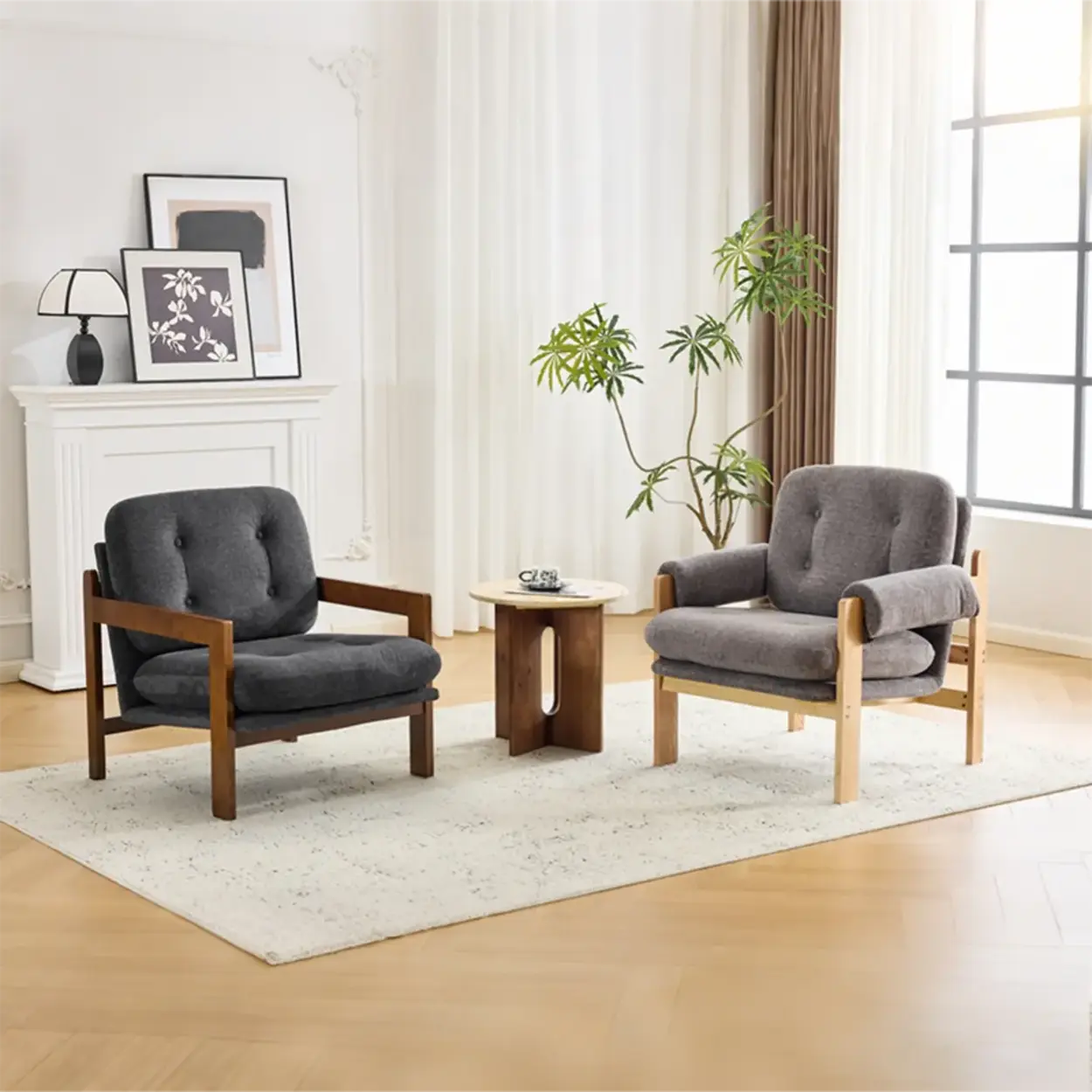 Lighom leather upholstered reclining gray accent chairs