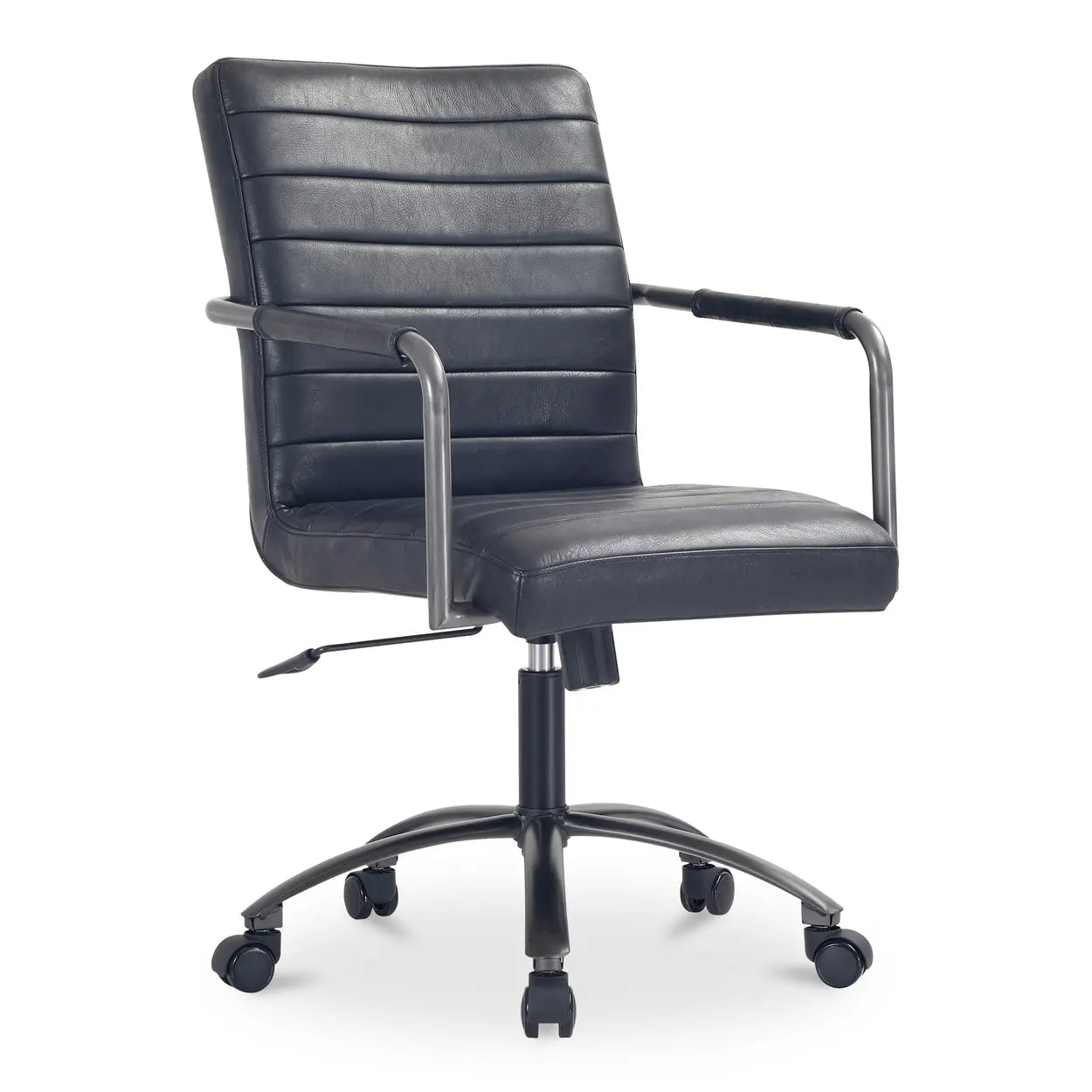 Modern Adjustable Black Leather Swivel Office Chair — Black
