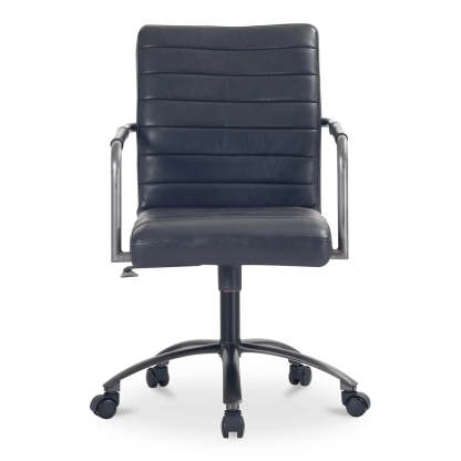 Modern Adjustable Black Leather Swivel Office Chair