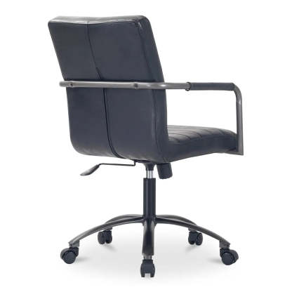 Modern Adjustable Black Leather Swivel Office Chair