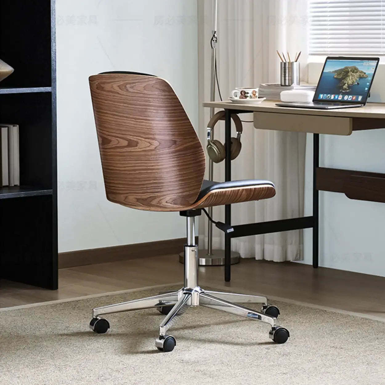 Modern Ergonomic Leather Armless Swivel Office Chair