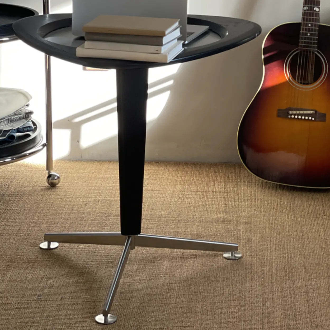 Modern Adjustable Brown Triangular Wood Side Table