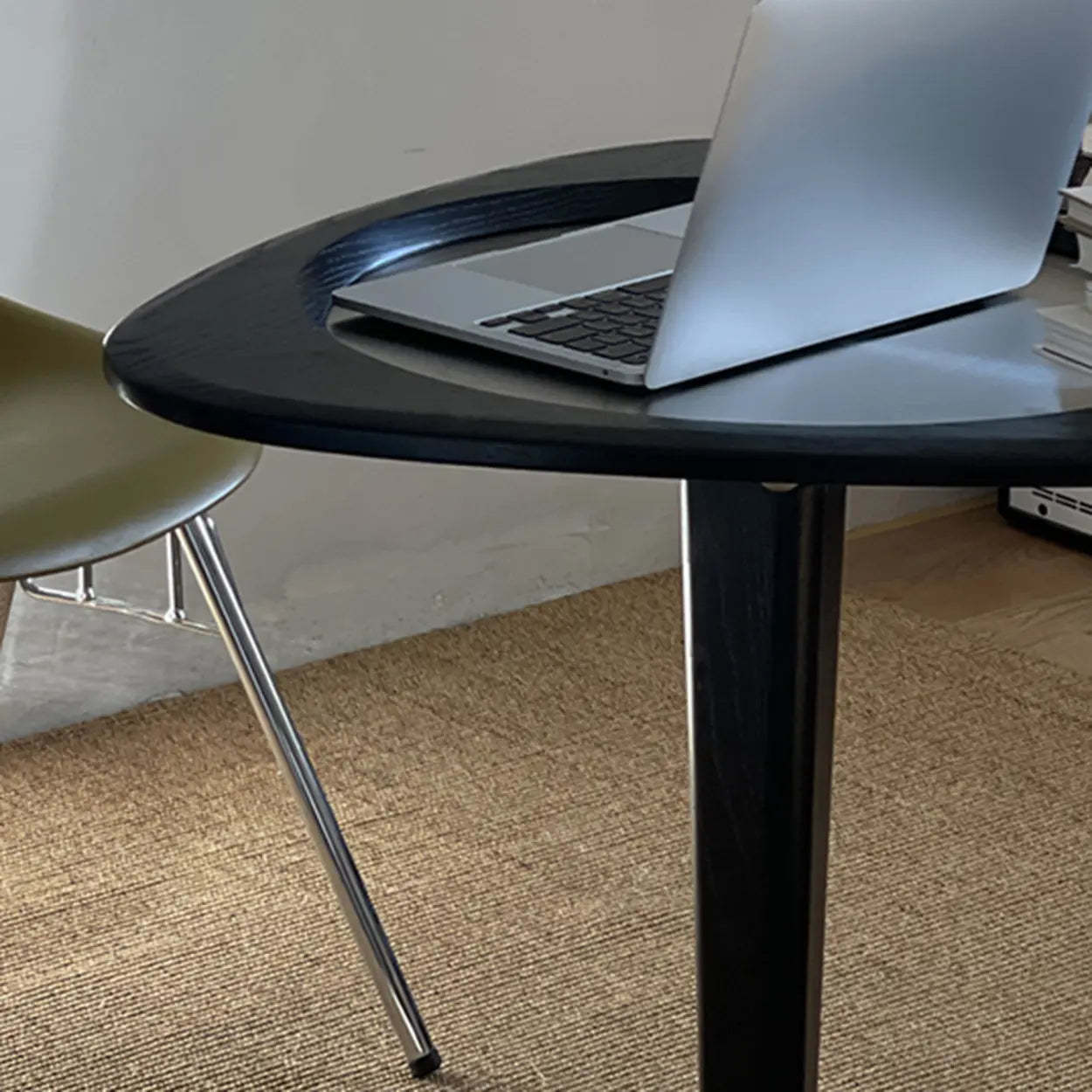 Modern Adjustable Brown Triangular Wood Side Table