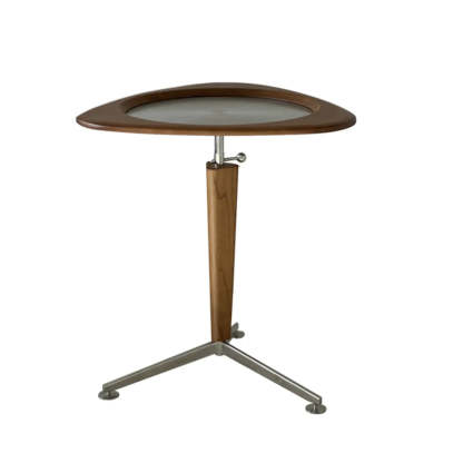 Modern Adjustable Brown Triangular Wood Side Table — Amber