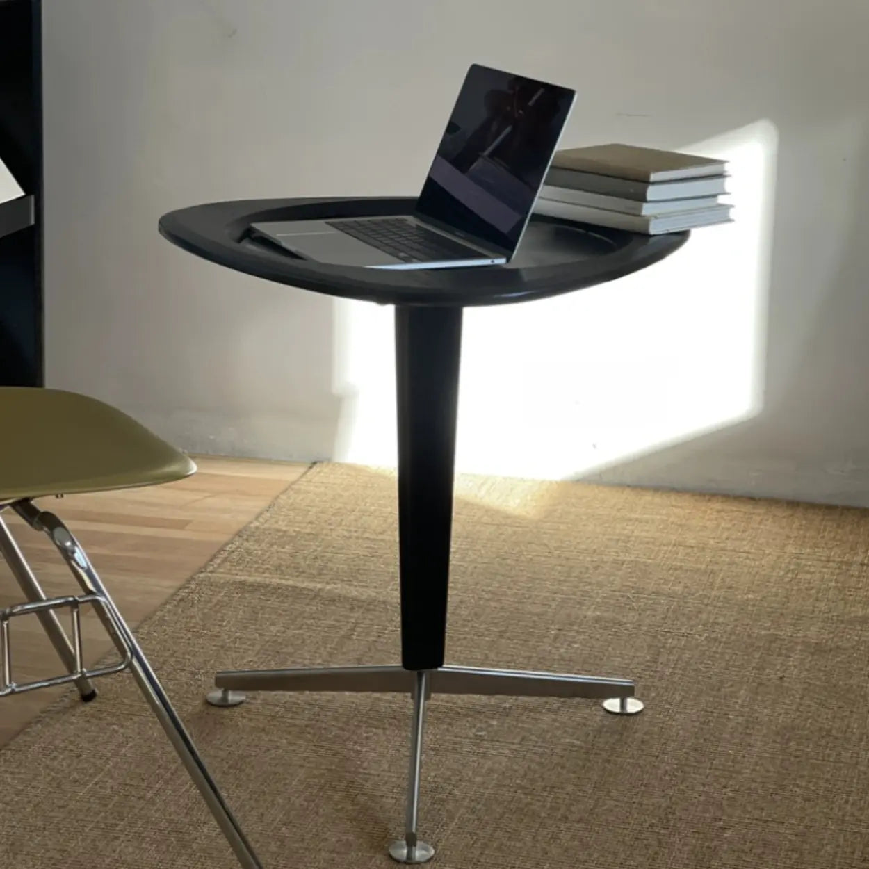 Modern Adjustable Brown Triangular Wood Side Table
