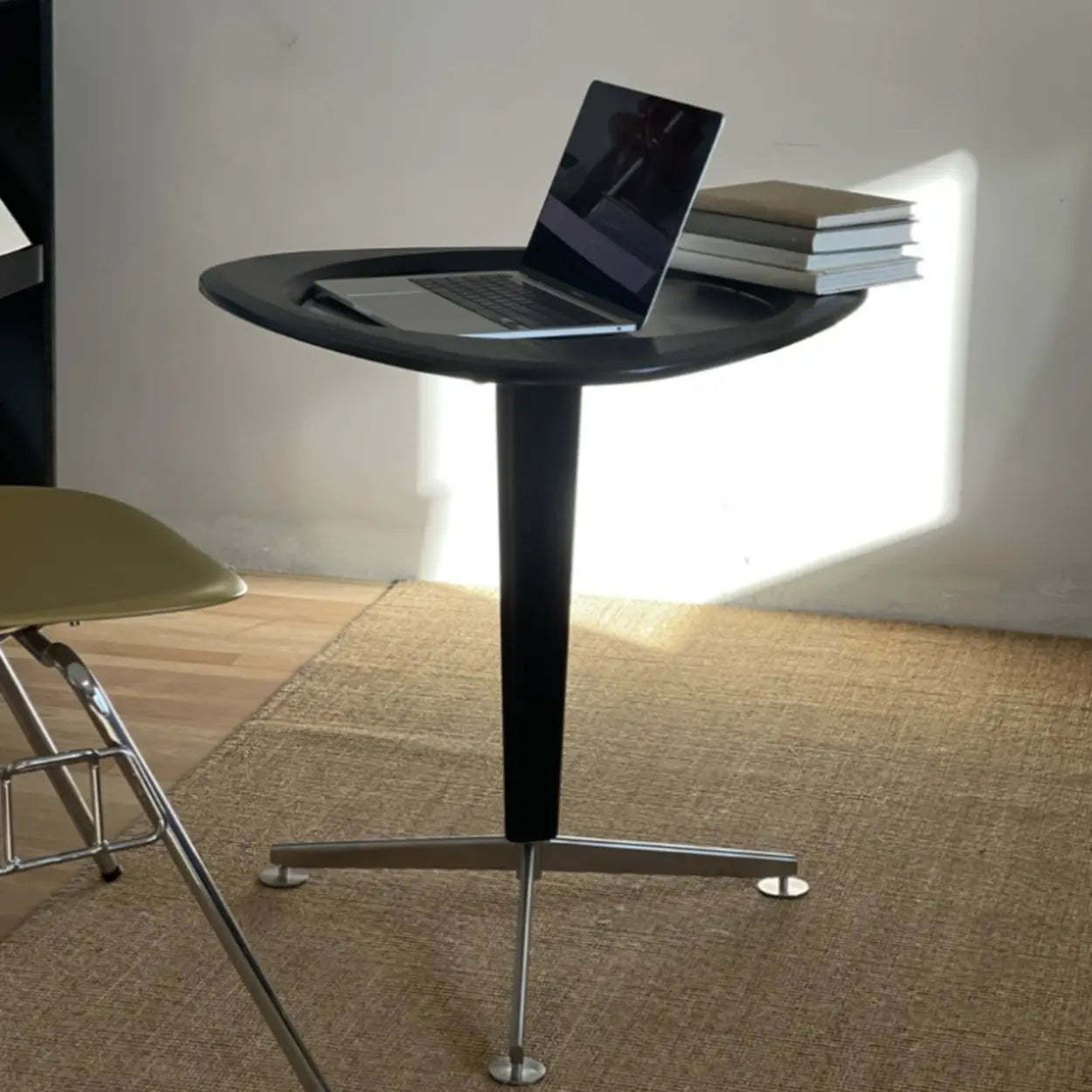 Modern Adjustable Brown Triangular Wood Side Table