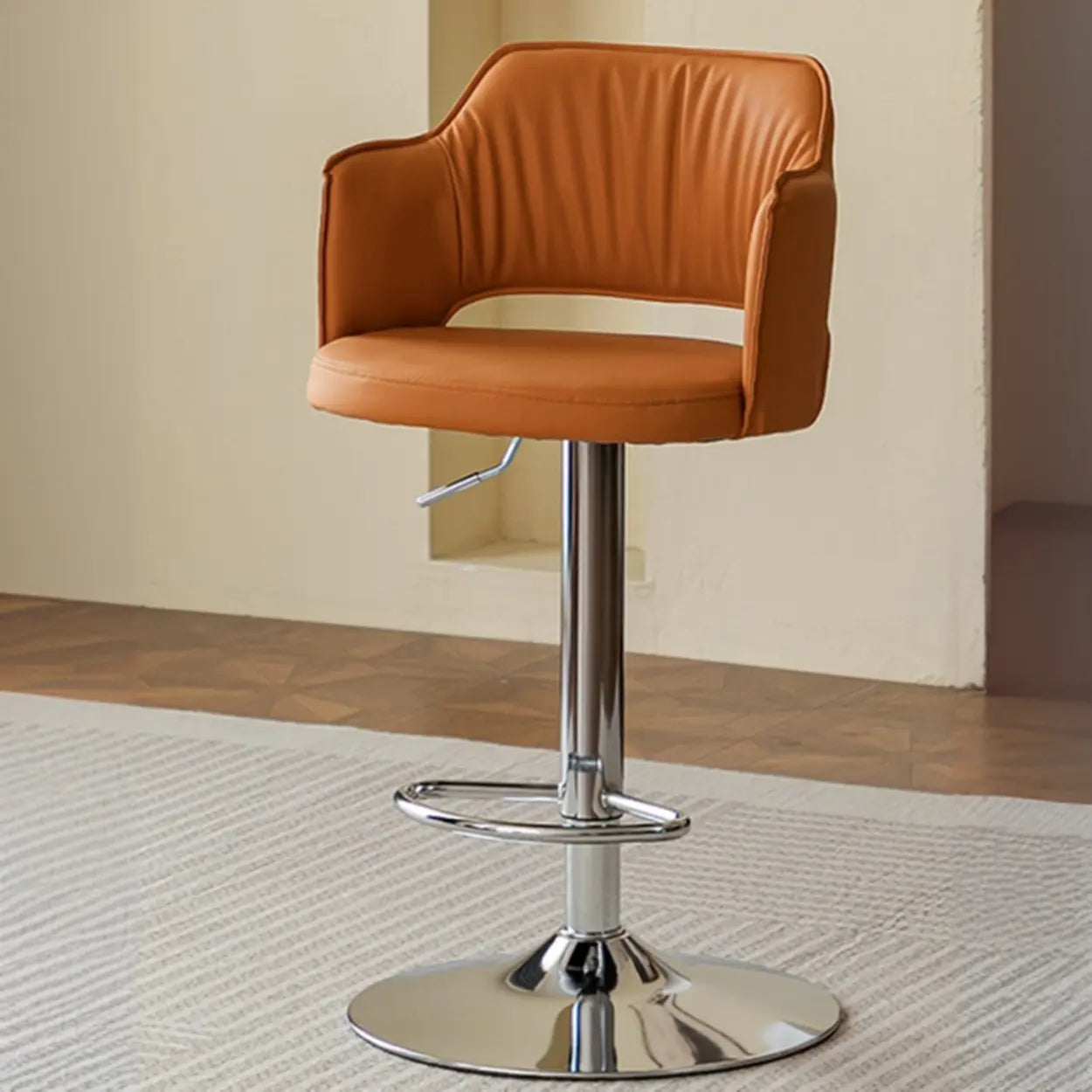 Modern Adjustable Rotating Barrel Bar Stool with Arms