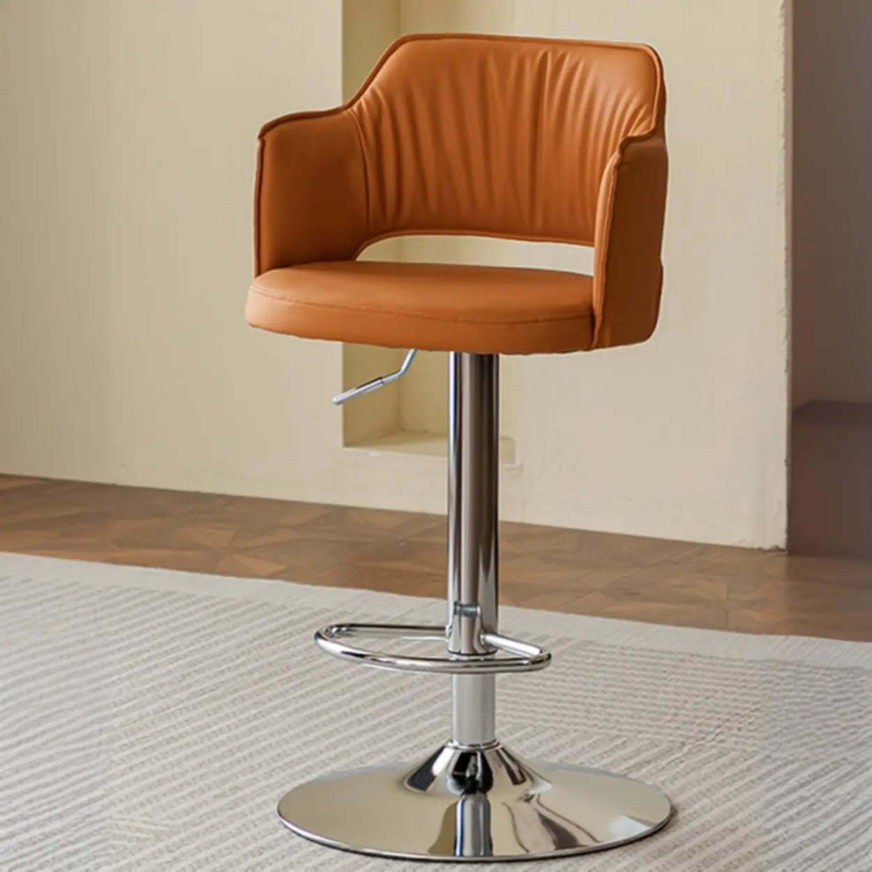 Modern Adjustable Rotating Barrel Bar Stool with Arms