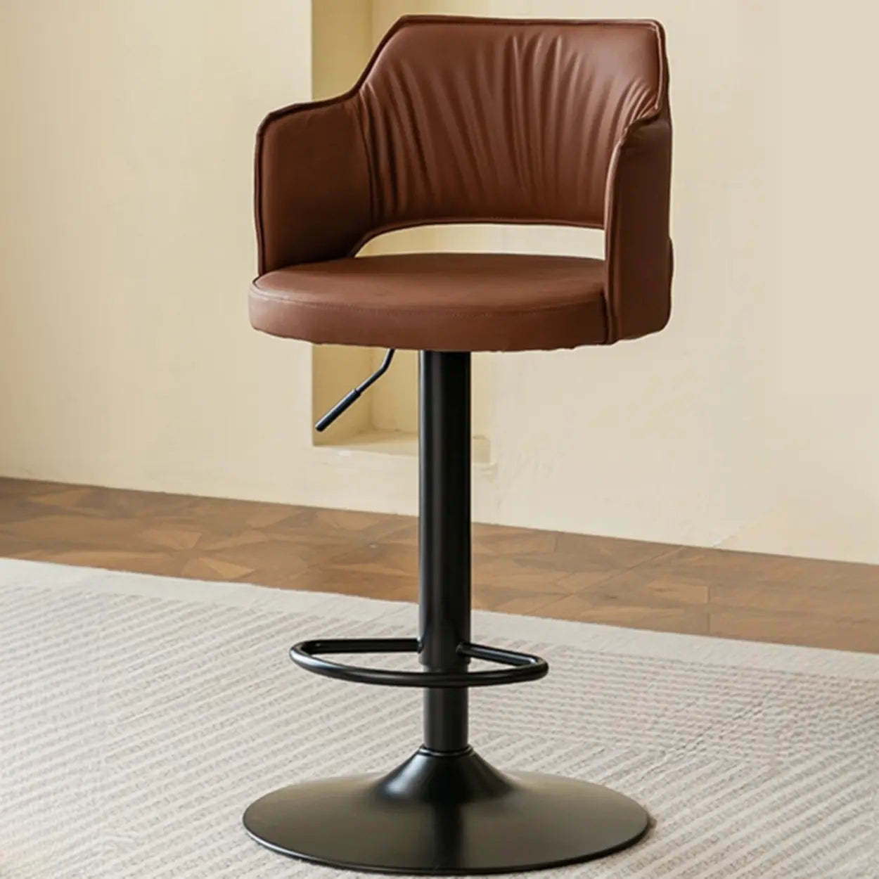Modern Adjustable Rotating Barrel Bar Stool with Arms
