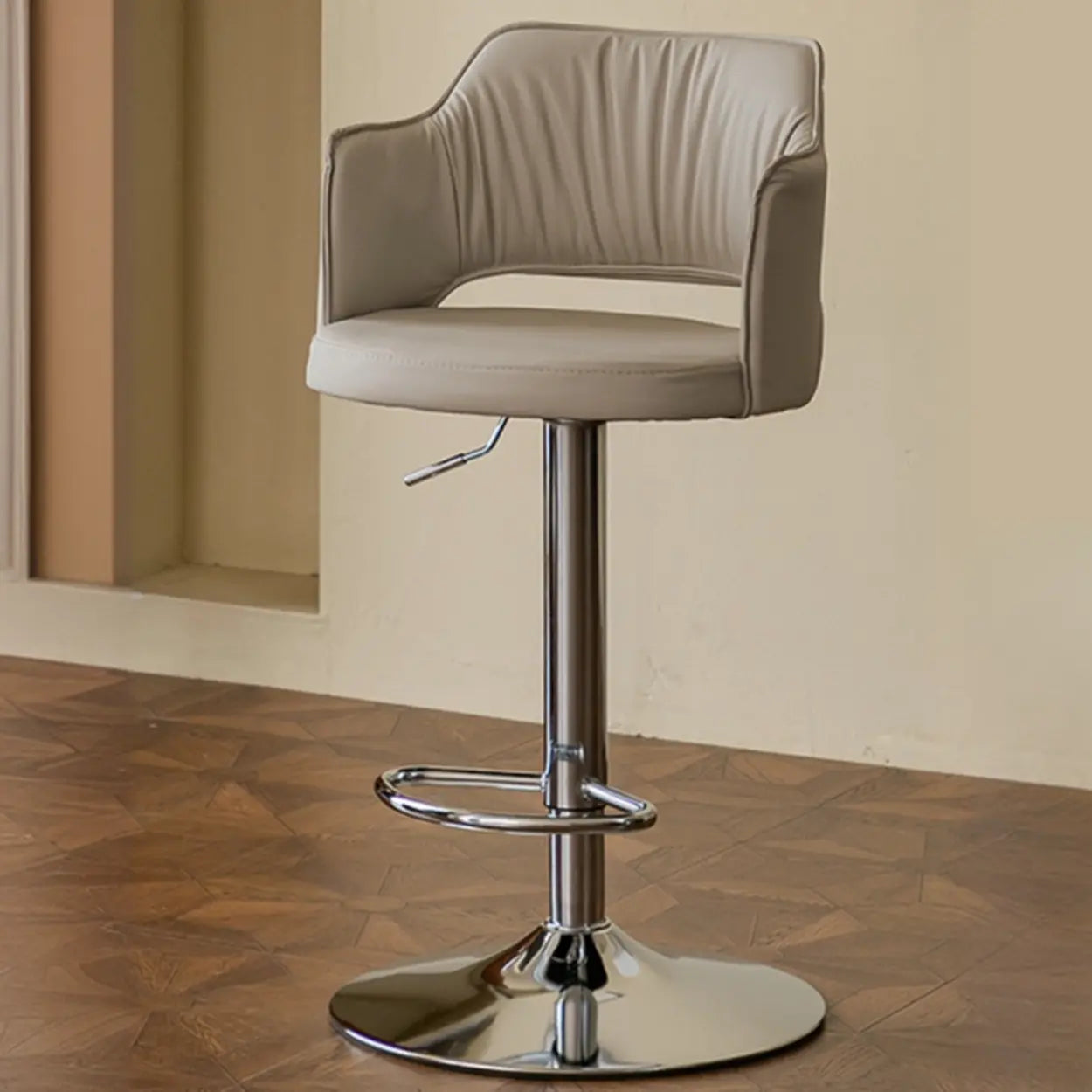 Modern Adjustable Rotating Barrel Bar Stool with Arms