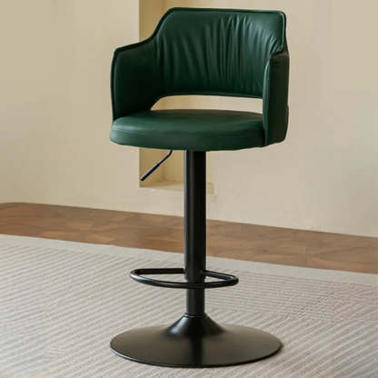 Modern Adjustable Rotating Barrel Bar Stool with Arms — Black / Orange