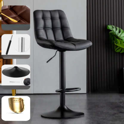 Square Adjustable Height Bar Stool with Rotating Back — Silver / Green