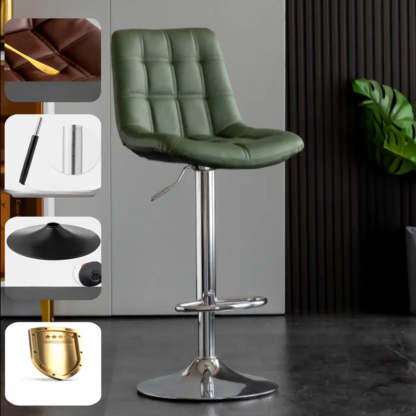 Square Adjustable Height Bar Stool with Rotating Back