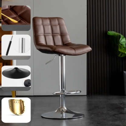Square Adjustable Height Bar Stool with Rotating Back