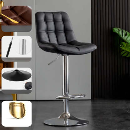 Square Adjustable Height Bar Stool with Rotating Back